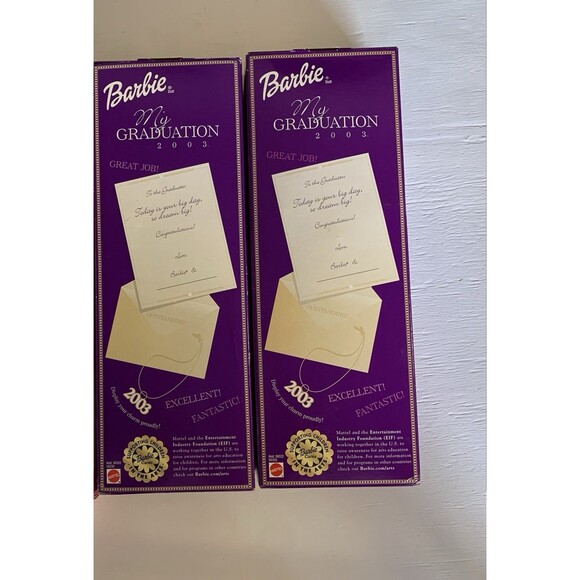 Barbie My Graduation 2003 Doll with Charm Mattel Black And Purple Lot Of 2 - Picture 5 of 8
